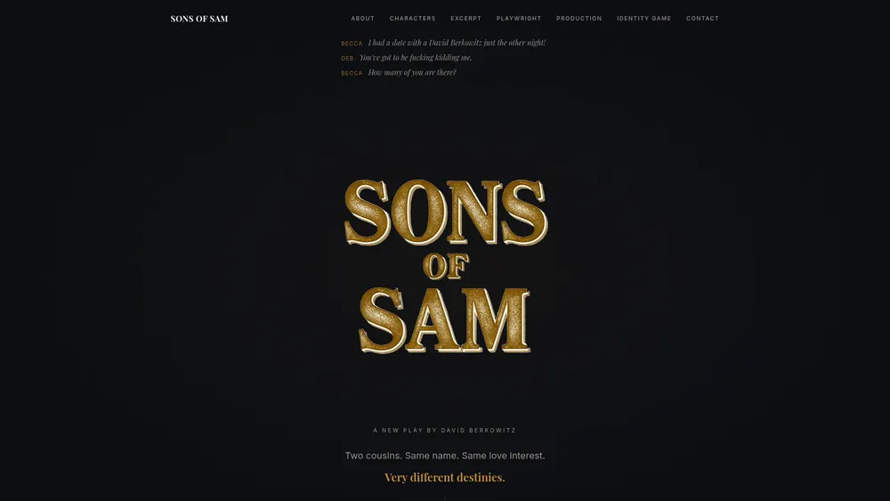 Sons of Sam homepage
